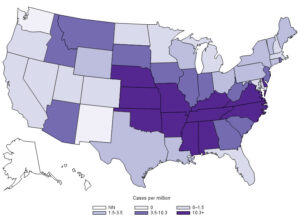 Rocky Mountain Spotted Fever Map